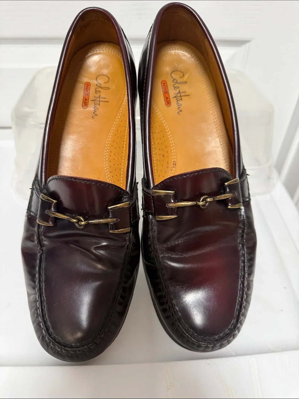 Men’s 9M Cole Haan Burgundy Leather Bit Loafers with Brass Hardware